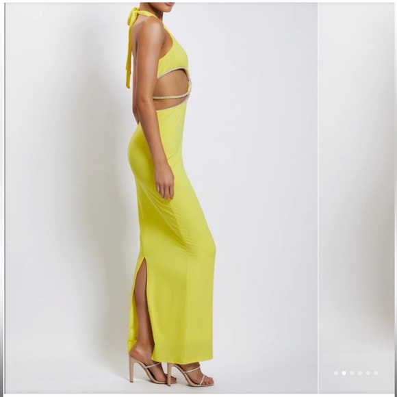 Meshki Yellow Nicha Diamante Cut Out Midi Dress - Picture 4 of 10